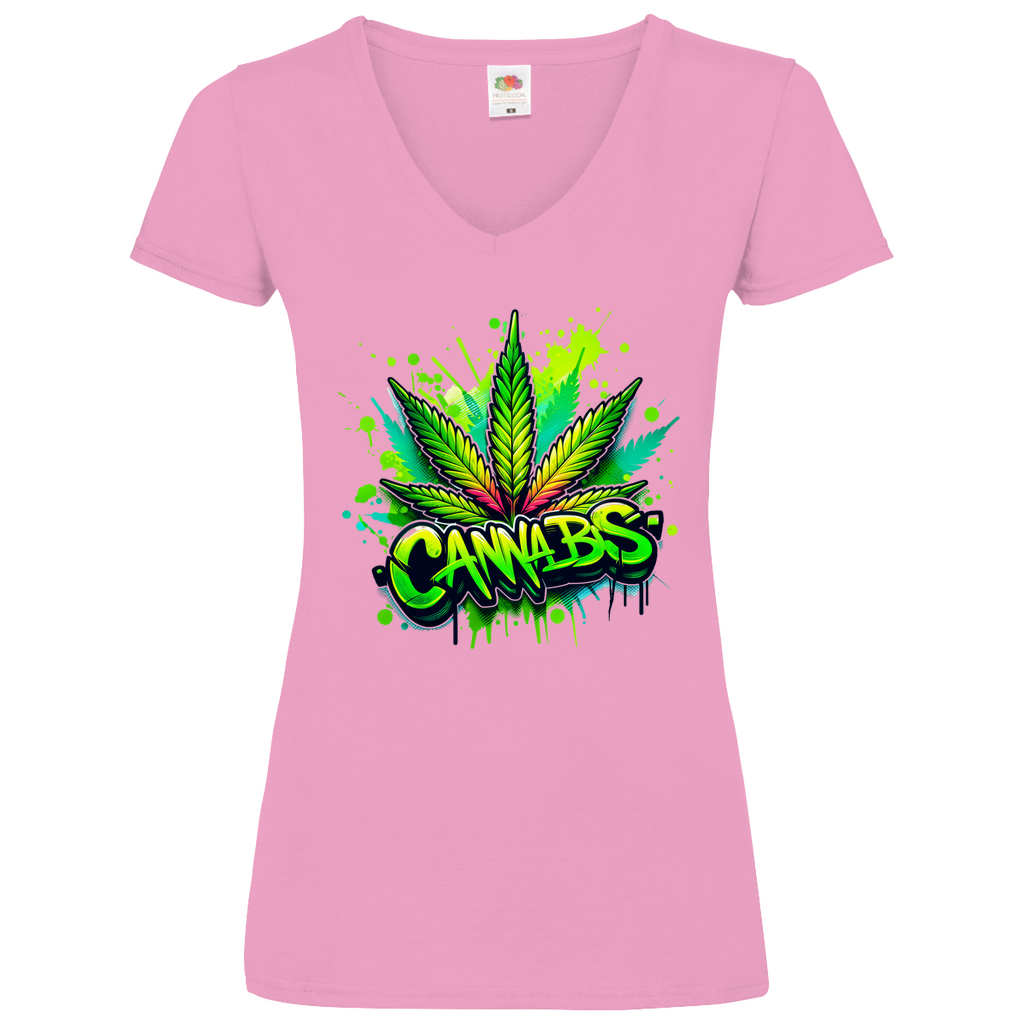 Damen Basic V-Neck T-Shirt Canna-01