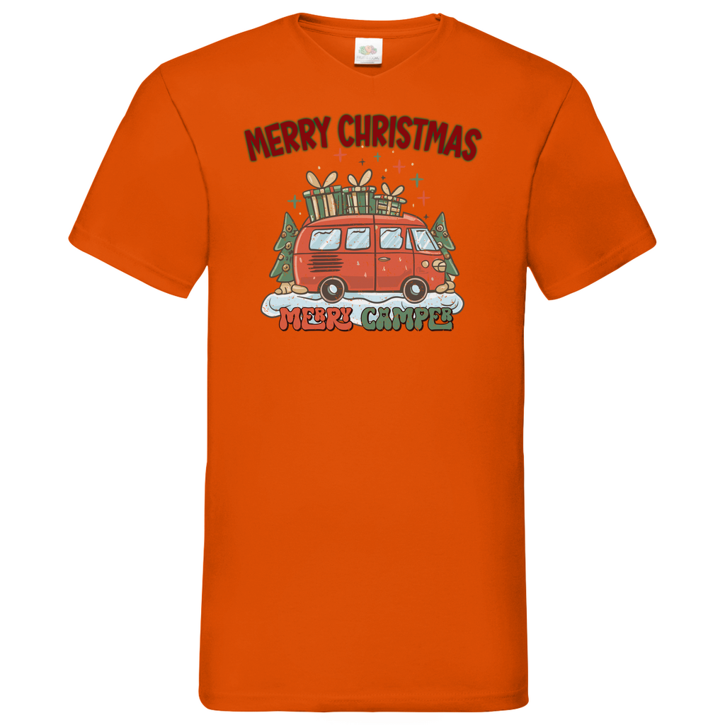 Herren Basic V-Neck T-Shirt weihnachten-07