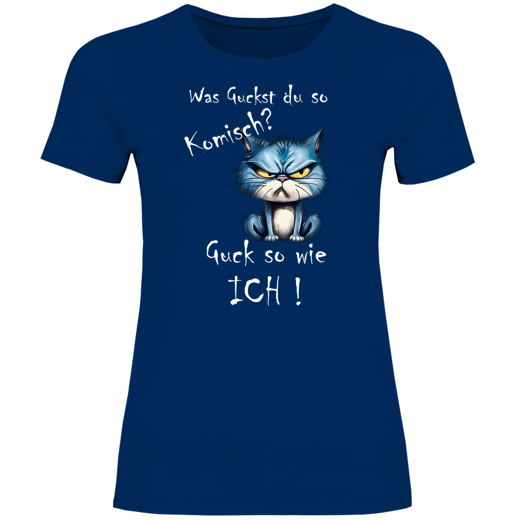 Damen T-Shirt was kuckst du so ?