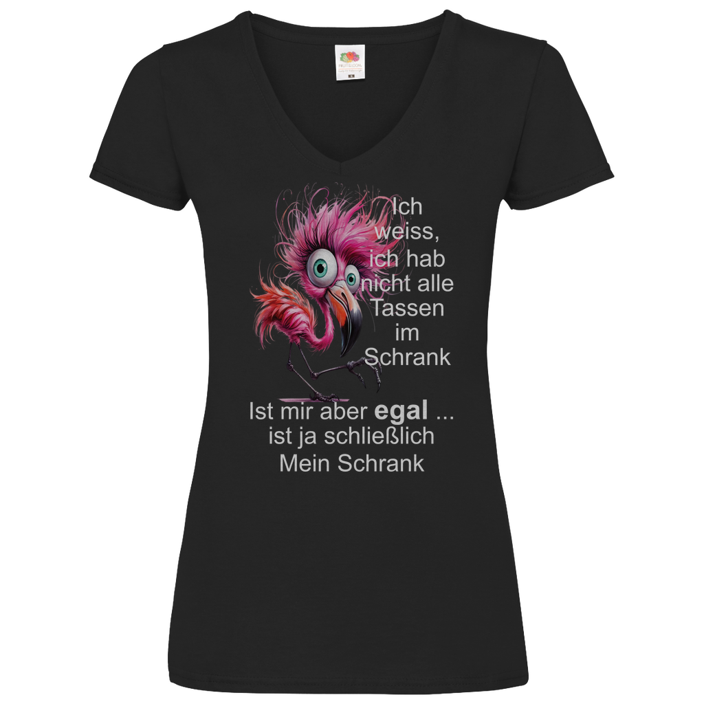 Damen Basic V-Neck T-Shirt Spruch0002