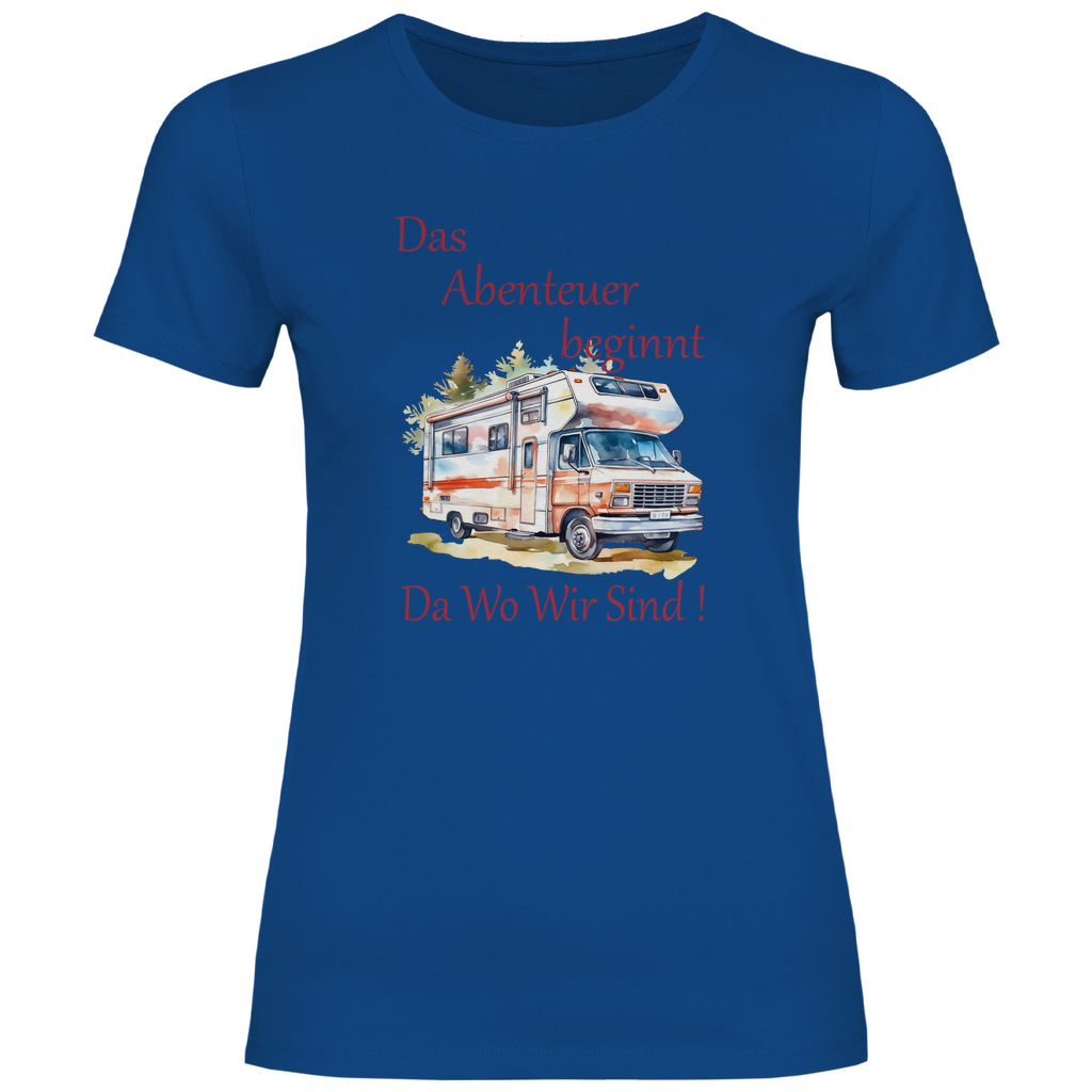 Damen T-Shirt Camping Das Abenteuer beginnt-01