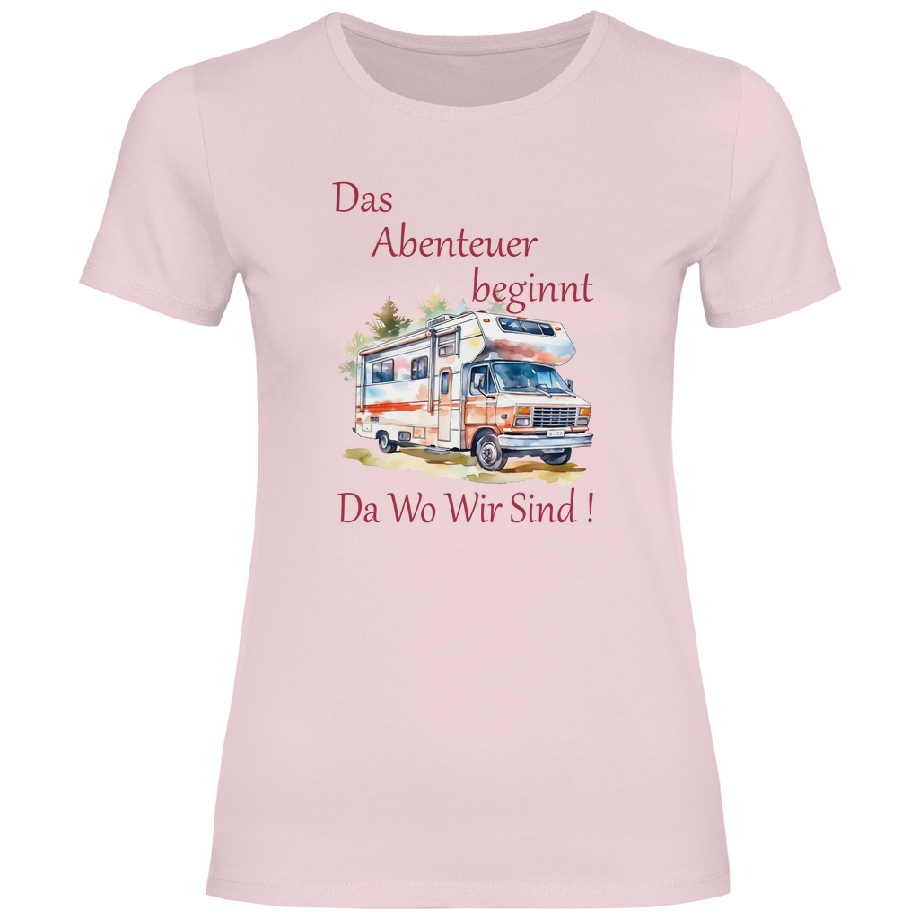 Damen T-Shirt Camping Das Abenteuer beginnt-01