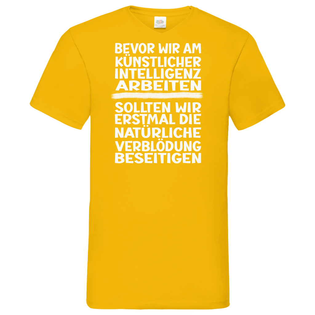 Herren Basic V-Neck T-Shirt Spruch0001