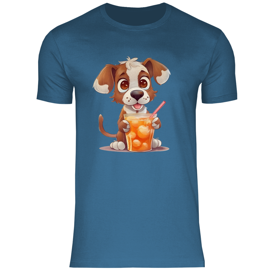 Herren T-Shirt Hund mit drink
