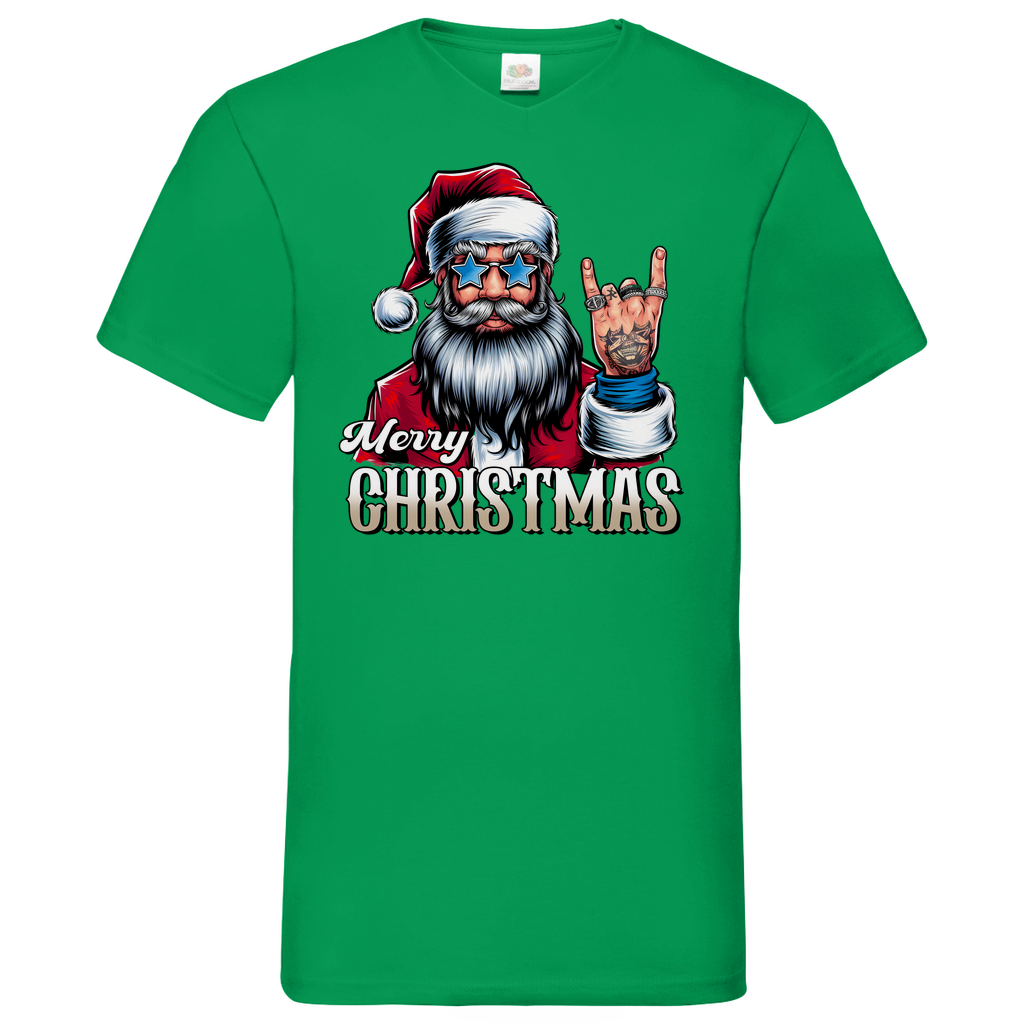 Herren Basic V-Neck T-Shirt weihnachten-05