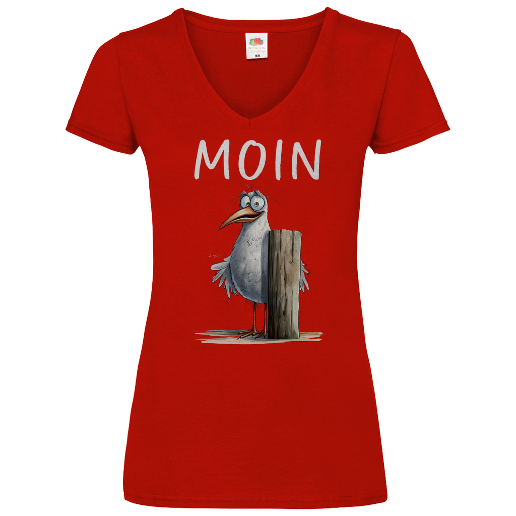 Damen Basic V-Neck T-Shirt MOINMOIN-05