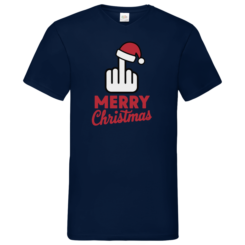 Herren Basic V-Neck T-Shirt weihnachten-06