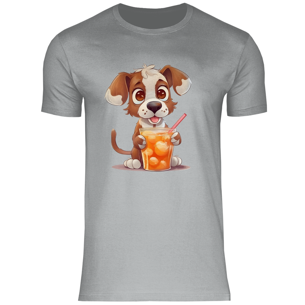 Herren T-Shirt Hund mit drink