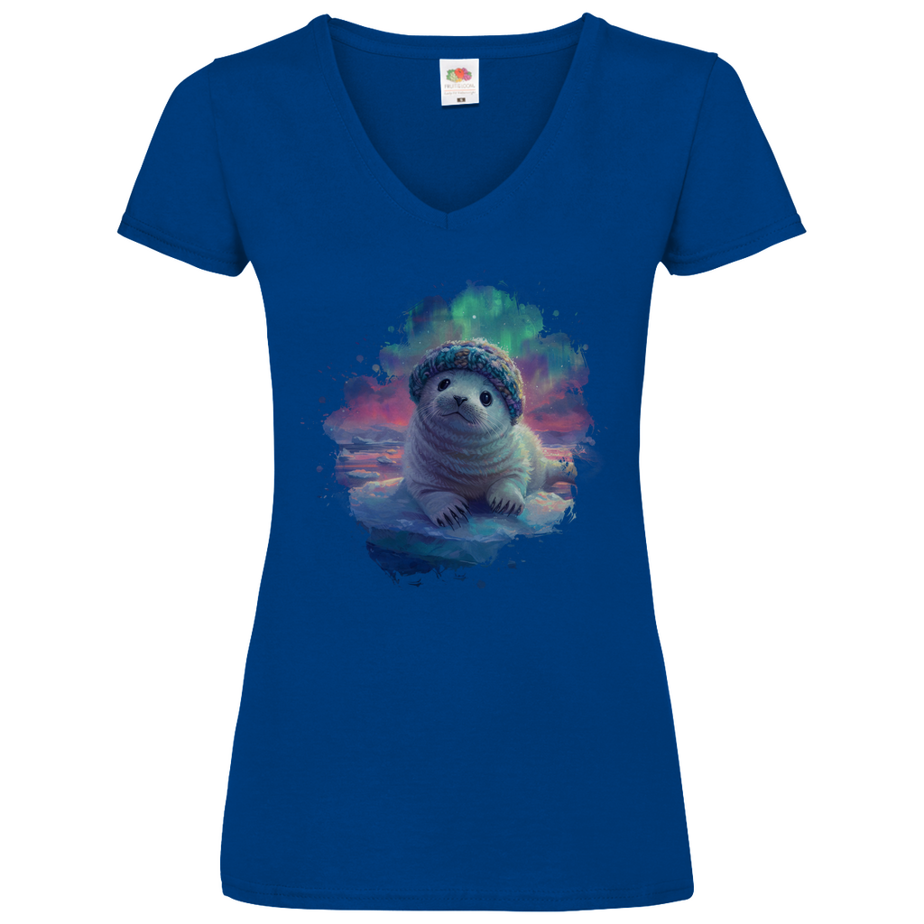 Damen Basic V-Neck T-Shirt Seehund-02