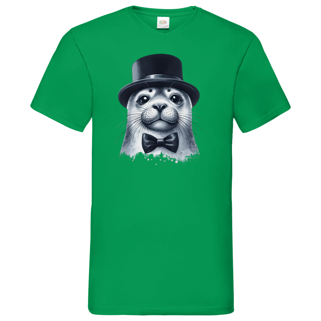 Herren Basic V-Neck T-Shirt Seehund-03