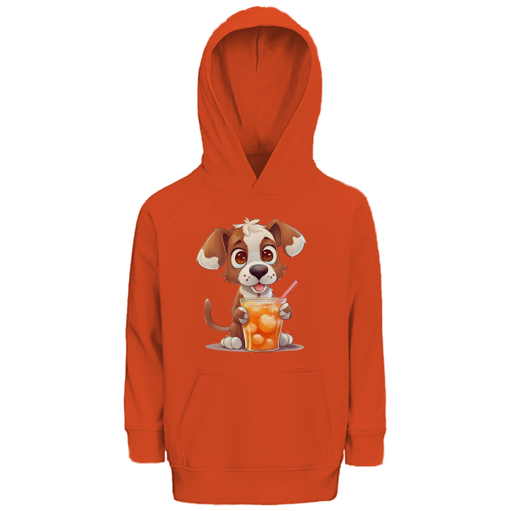 Kinder Premium Bio Hoodie Hund mit drink