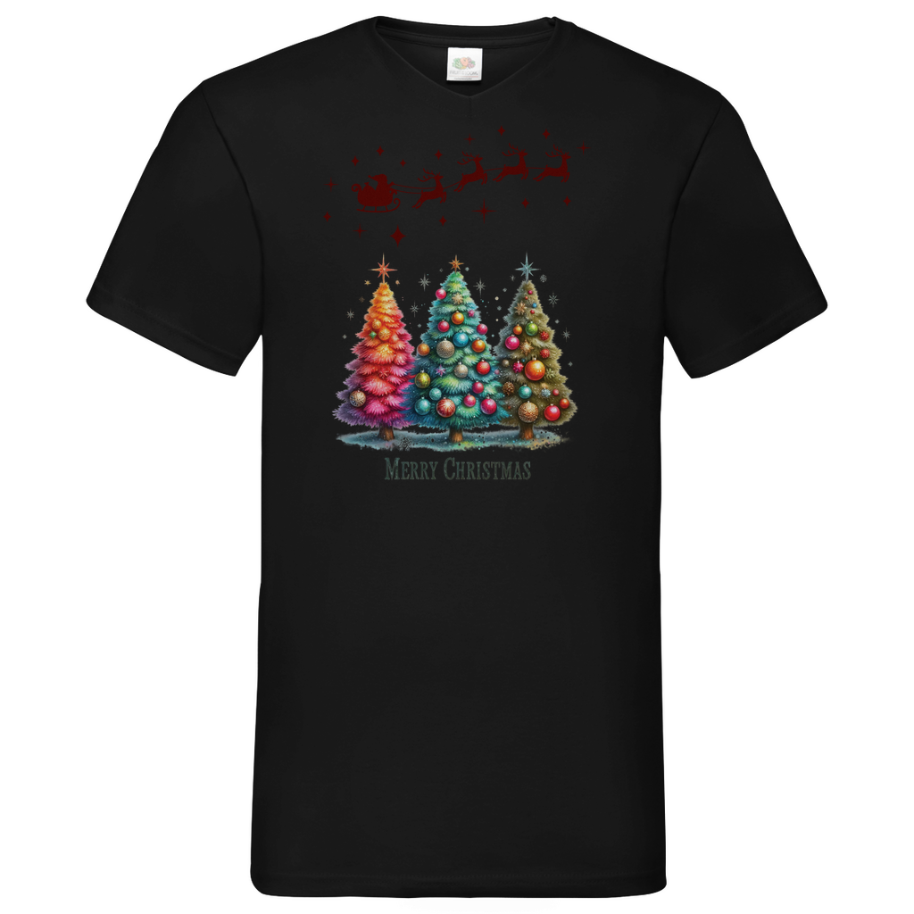 Herren Basic V-Neck T-Shirt weihnachten-08