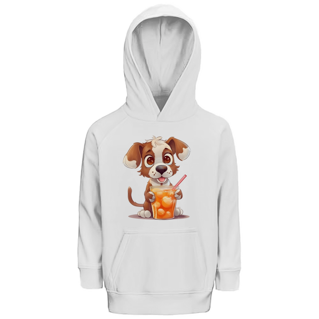 Kinder Premium Bio Hoodie Hund mit drink