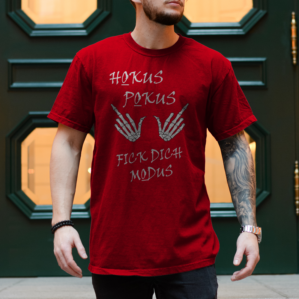 Herren T-Shirt Hokus Pokus - Sportliches Grau: 85% Baumwolle, 15% Viskose - Körperbetonte Passform