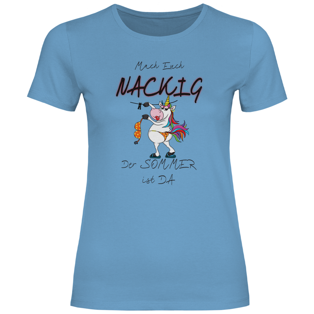 Damen T-Shirt mach euch nackig schwarz