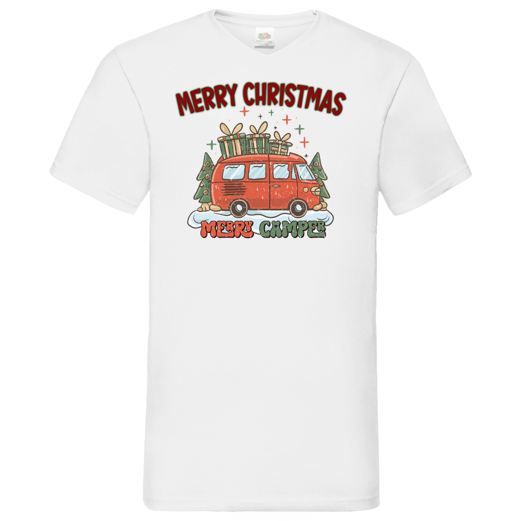 Herren Basic V-Neck T-Shirt weihnachten-07