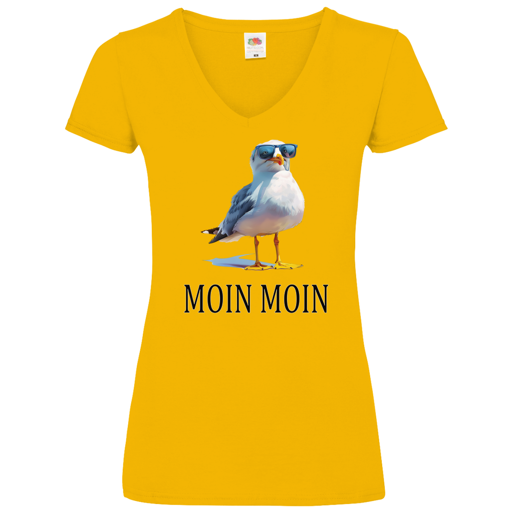 Damen Basic V-Neck T-Shirt MOINMOIN-02