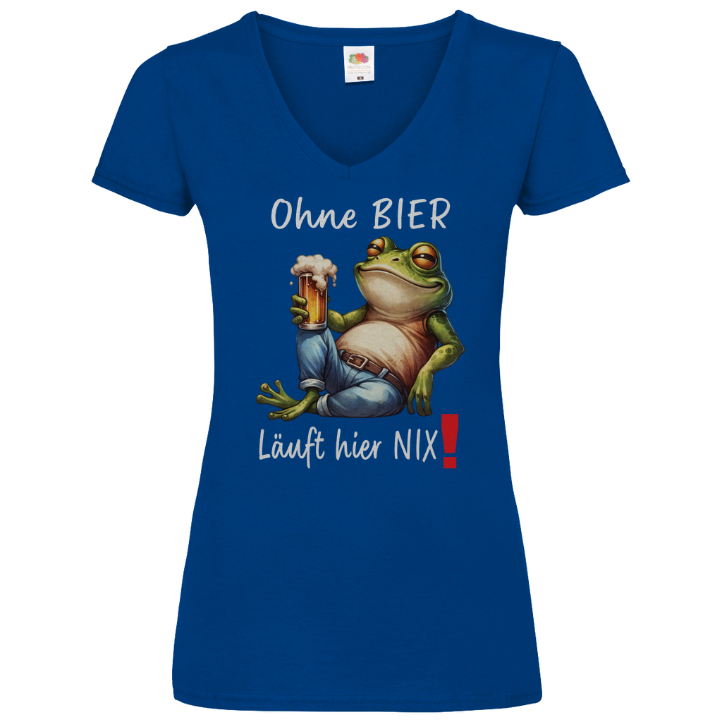 Damen Basic V-Neck T-Shirt Ohne Bier-01