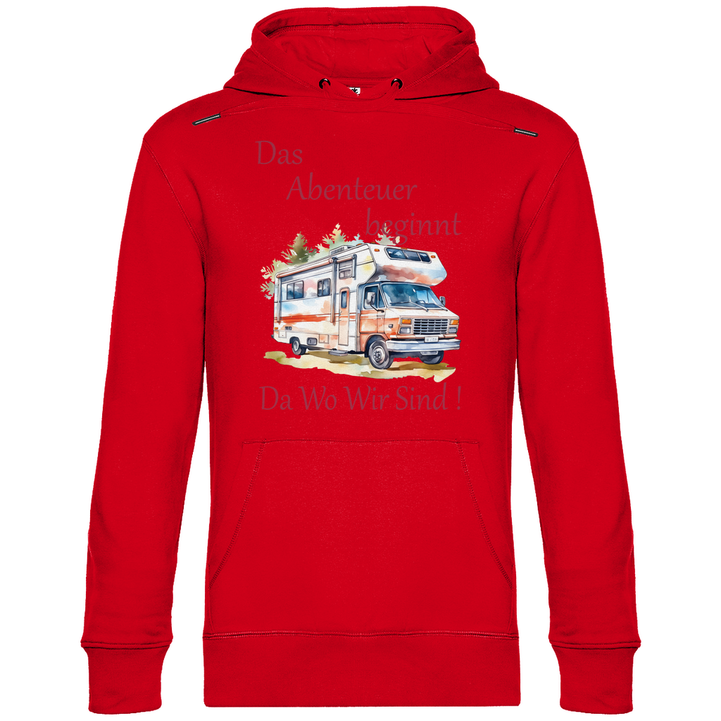 Herren Promo Hoodie Camping Das Abenteuer beginnt-01
