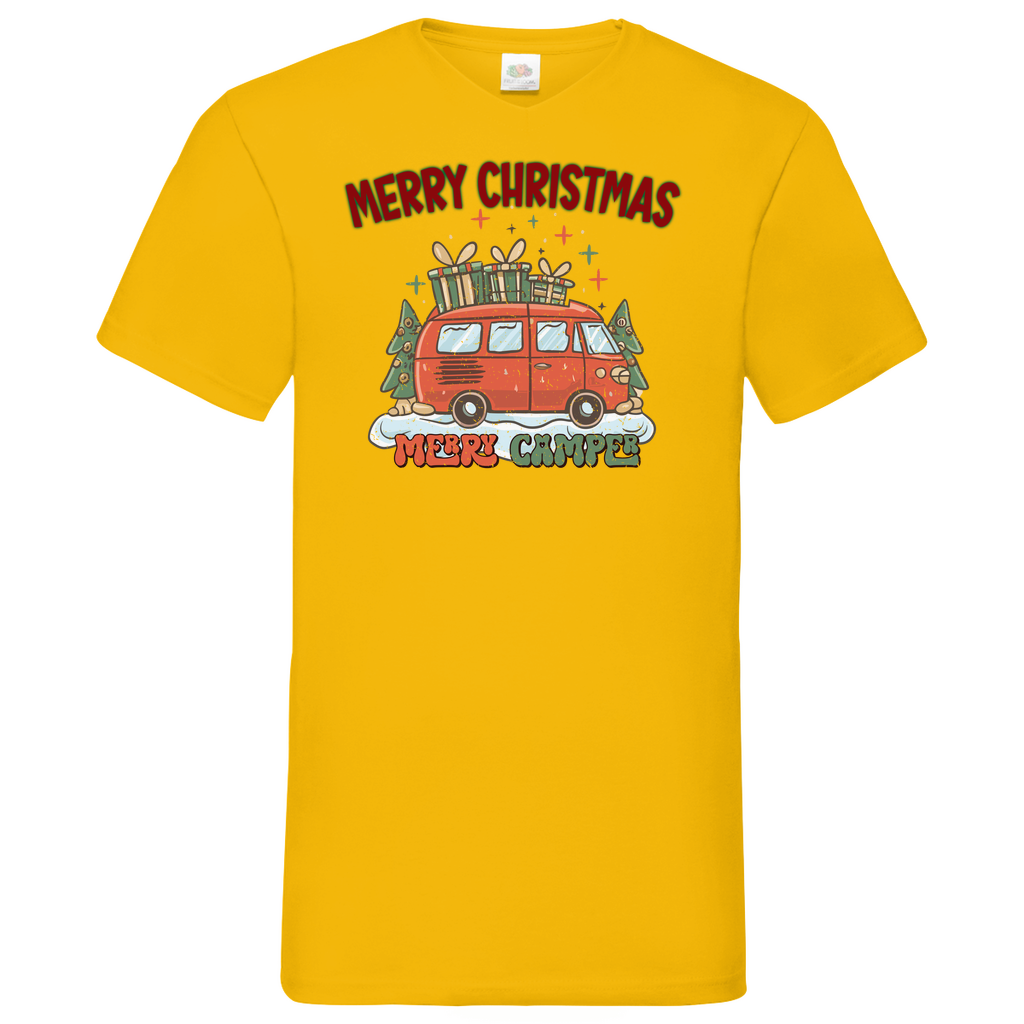 Herren Basic V-Neck T-Shirt weihnachten-07