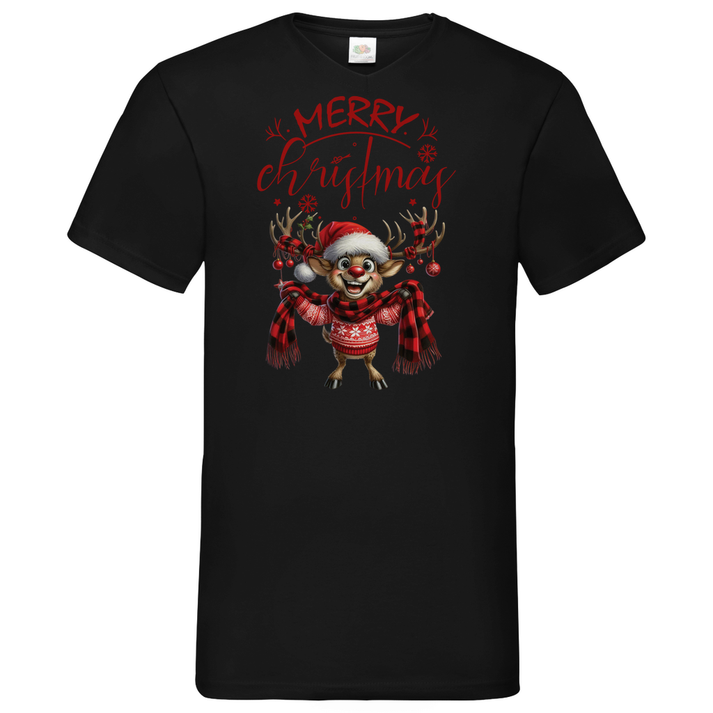 Herren Basic V-Neck T-Shirt weihnachten-12