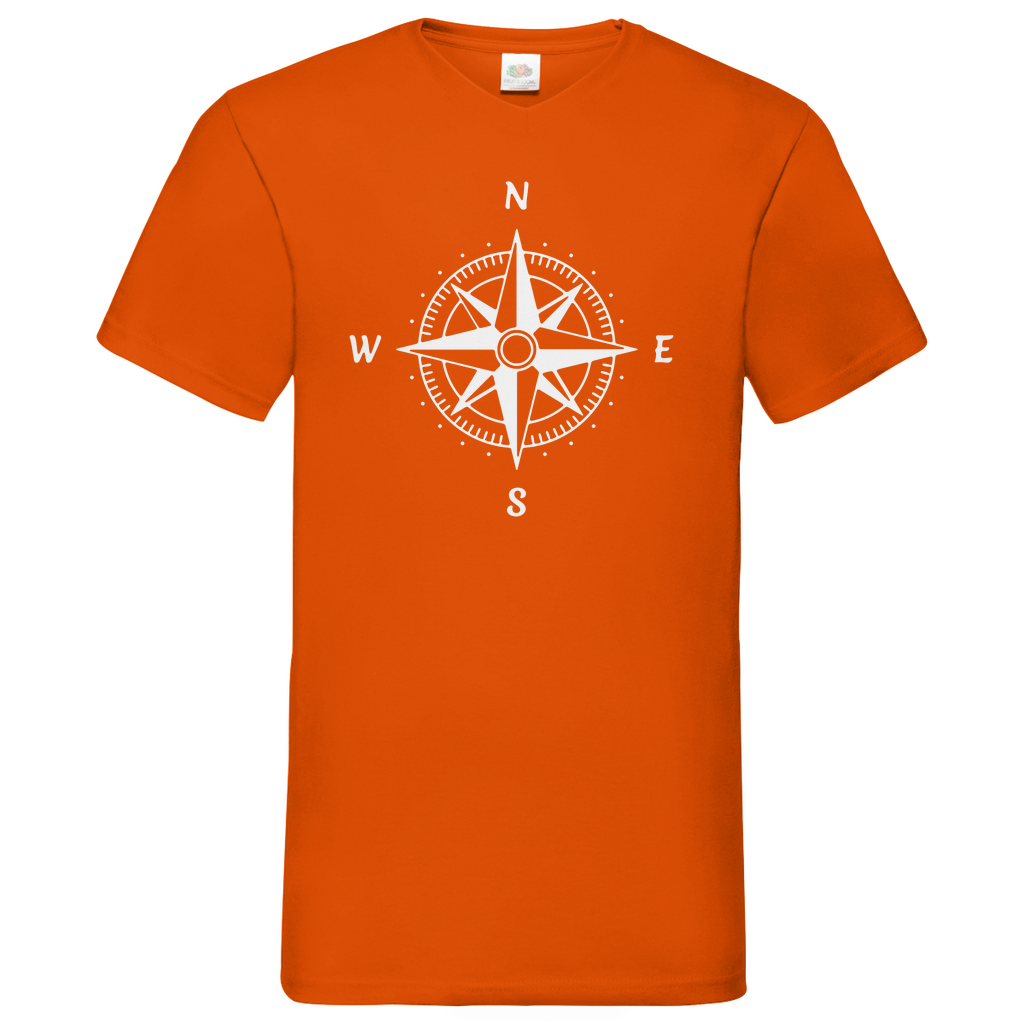 Herren Basic V-Neck T-Shirt Sailing-kompass-01