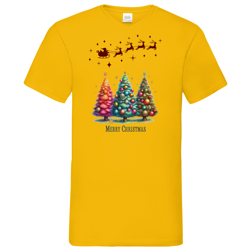 Herren Basic V-Neck T-Shirt weihnachten-08