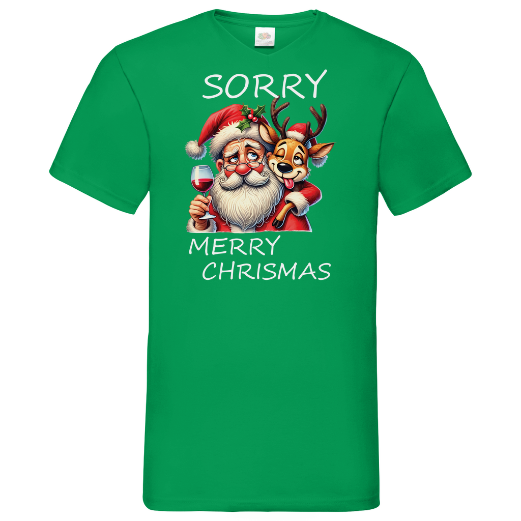 Herren Basic V-Neck T-Shirt weihnachten-13