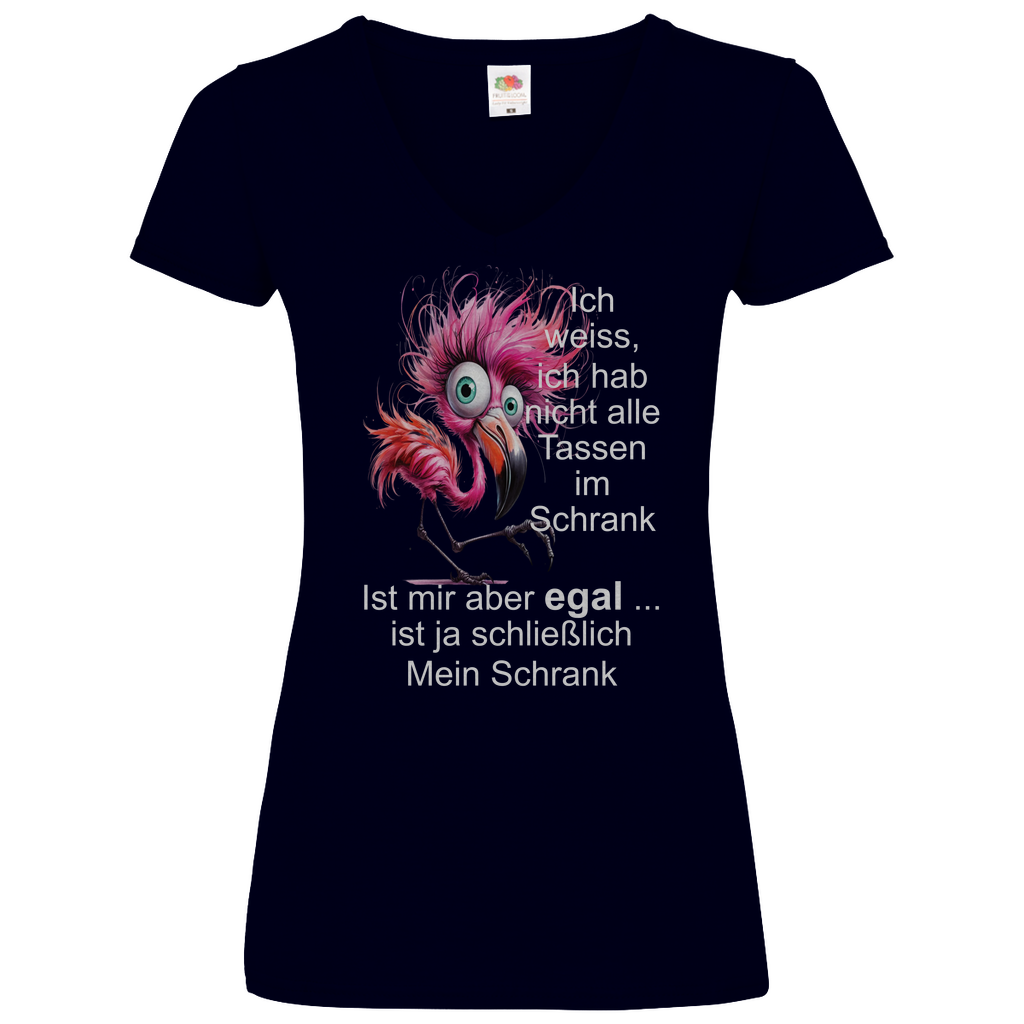 Damen Basic V-Neck T-Shirt Spruch0002