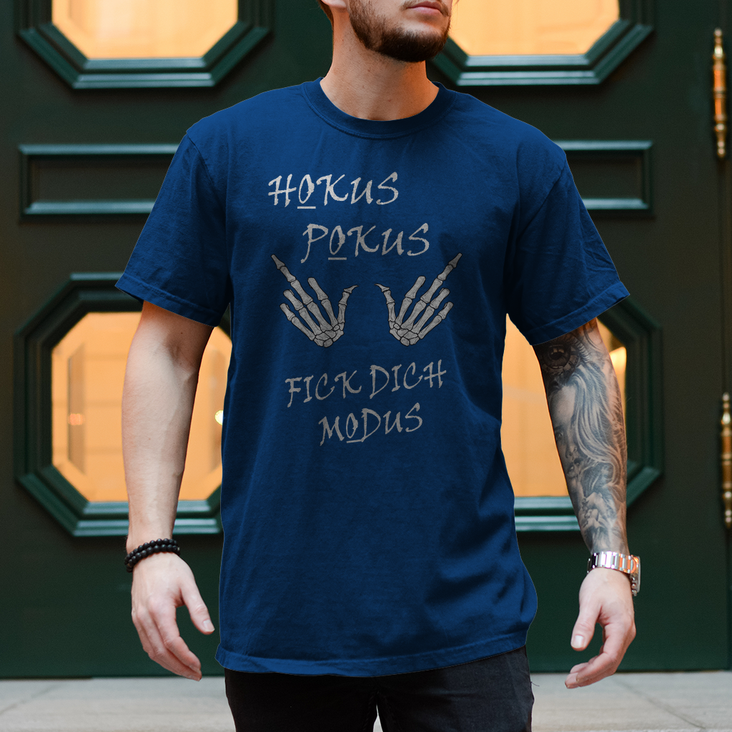 Herren T-Shirt Hokus Pokus - Sportliches Grau: 85% Baumwolle, 15% Viskose - Körperbetonte Passform