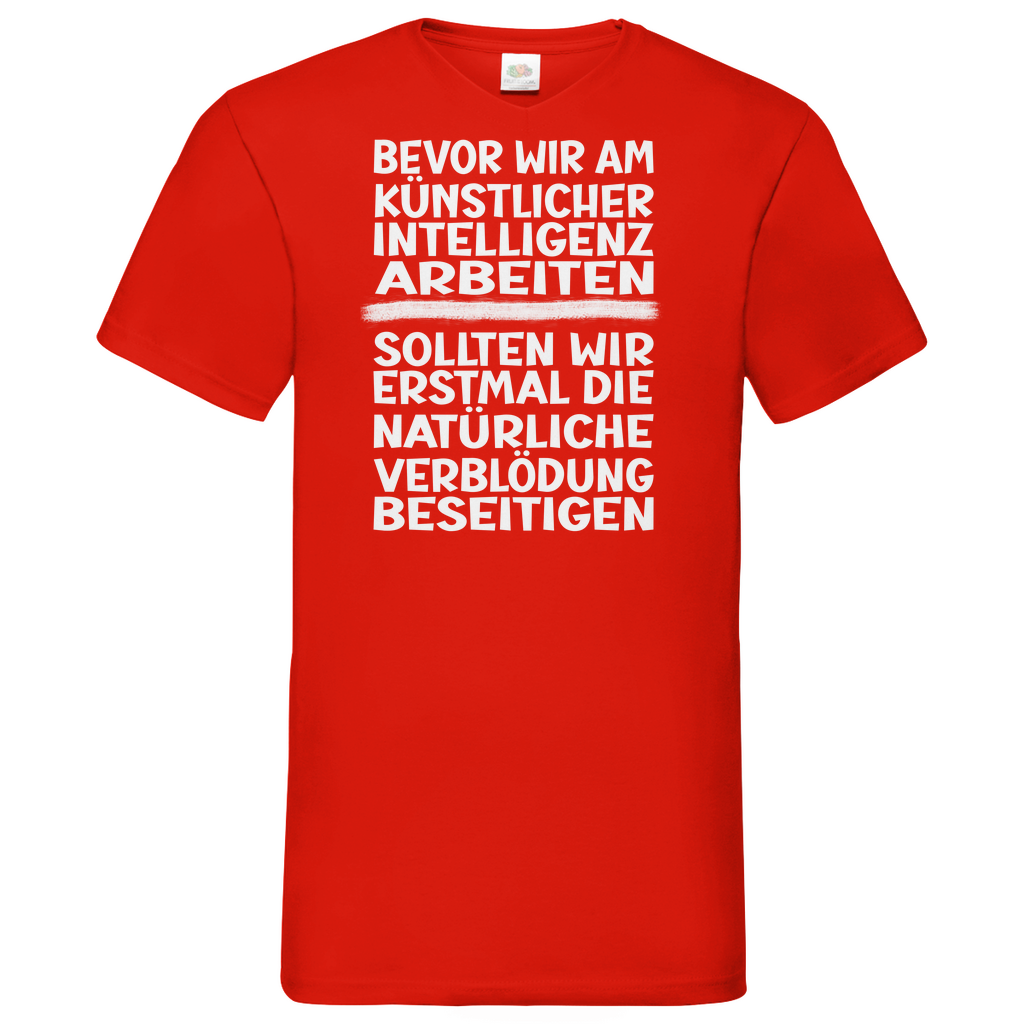 Herren Basic V-Neck T-Shirt Spruch0001