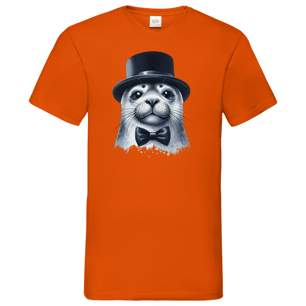 Herren Basic V-Neck T-Shirt Seehund-03