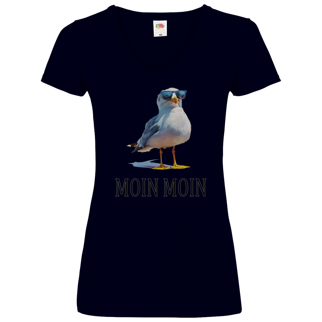 Damen Basic V-Neck T-Shirt MOINMOIN-02