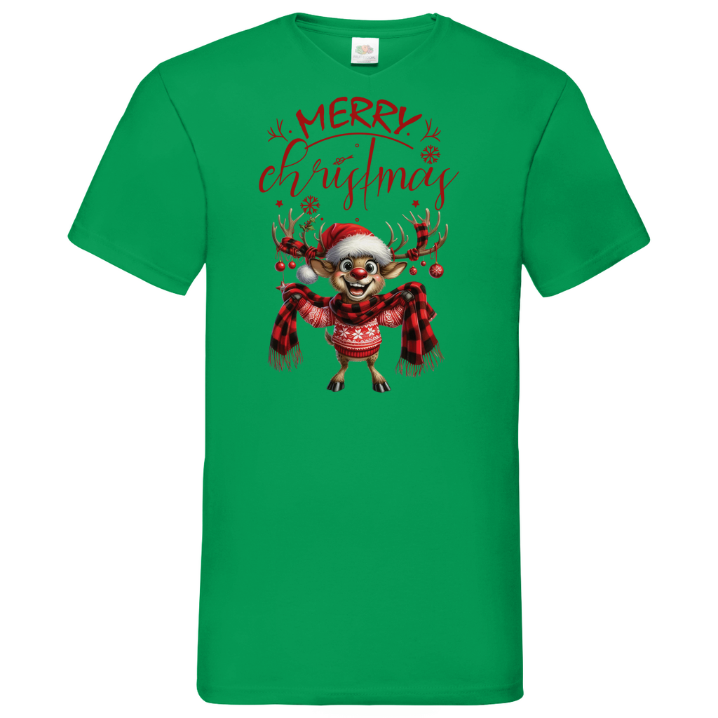 Herren Basic V-Neck T-Shirt weihnachten-12