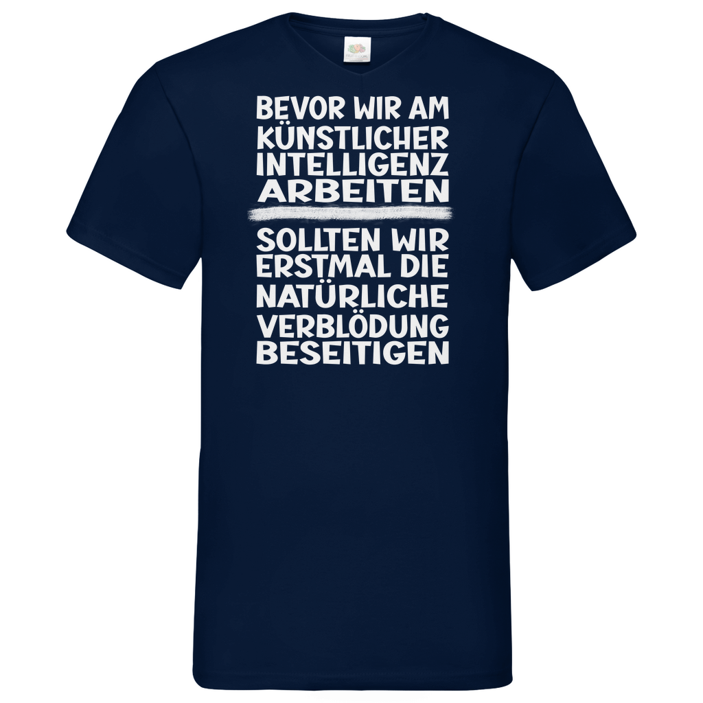 Herren Basic V-Neck T-Shirt Spruch0001