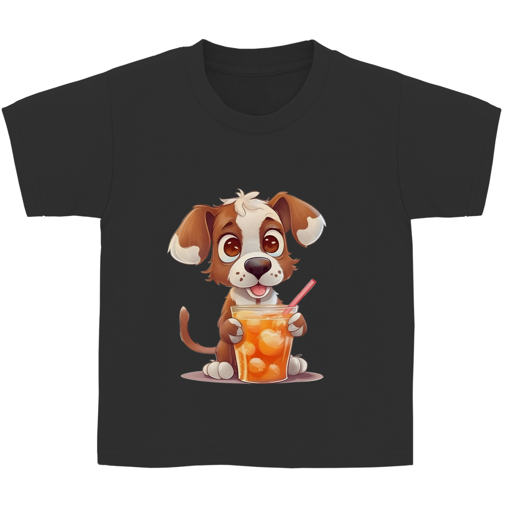 Kinder Basic T-Shirt Hund mit drink