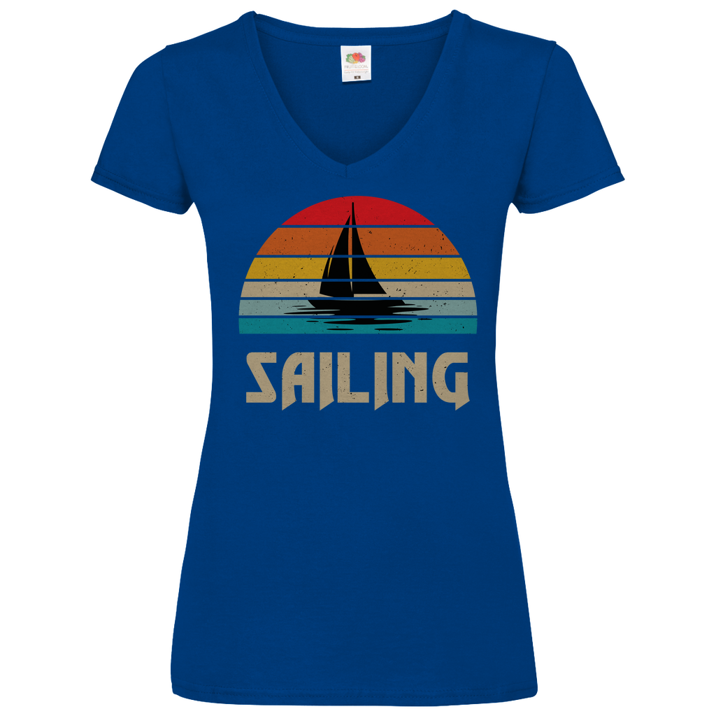 Damen Basic V-Neck T-Shirt Sailing-01