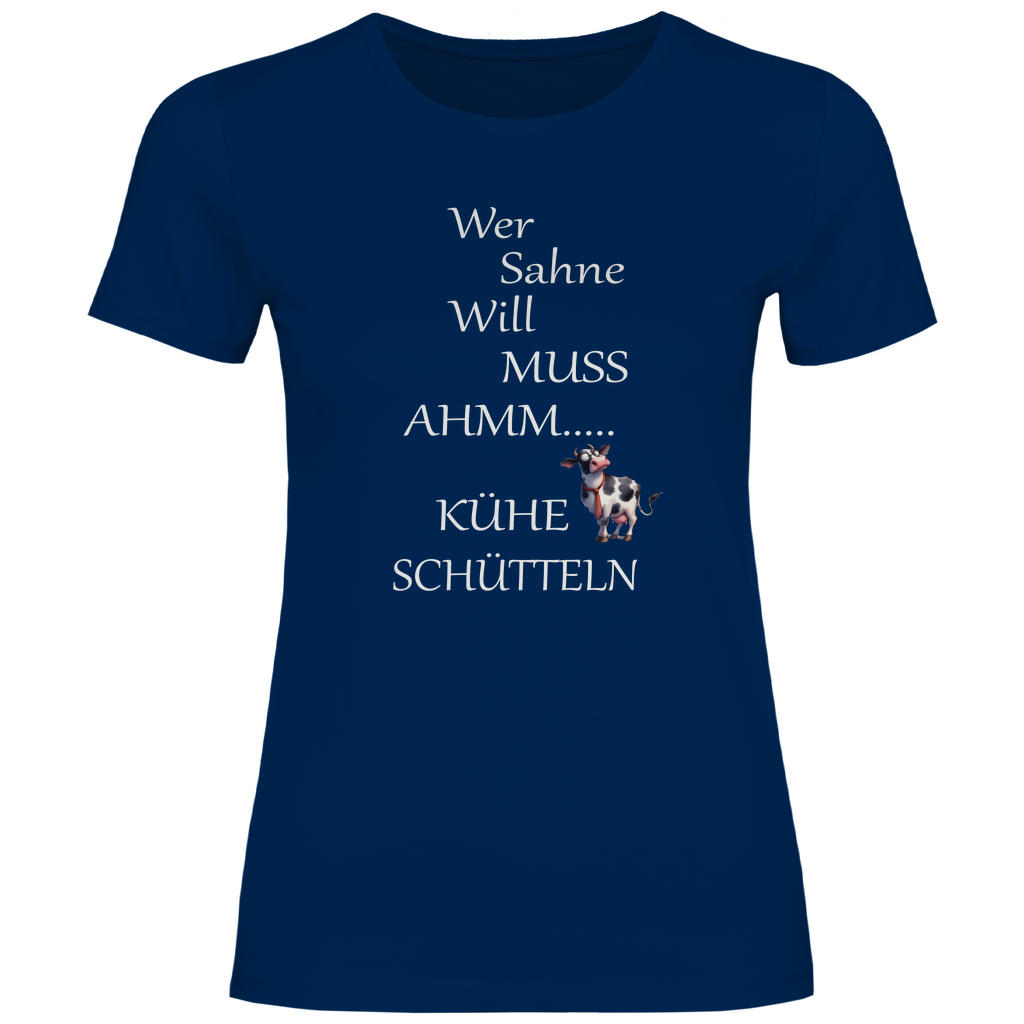 Damen T-Shirt wer sahne will-w
