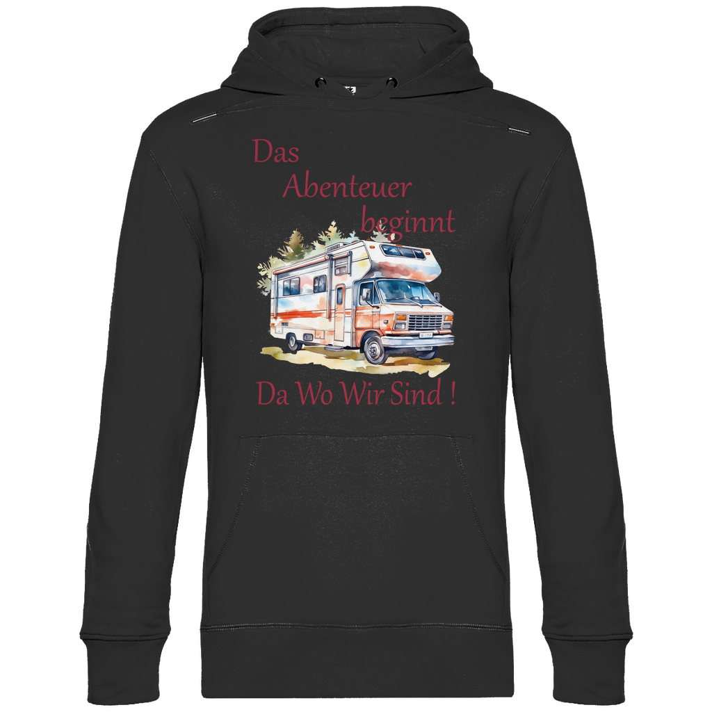 Herren Promo Hoodie Camping Das Abenteuer beginnt-01