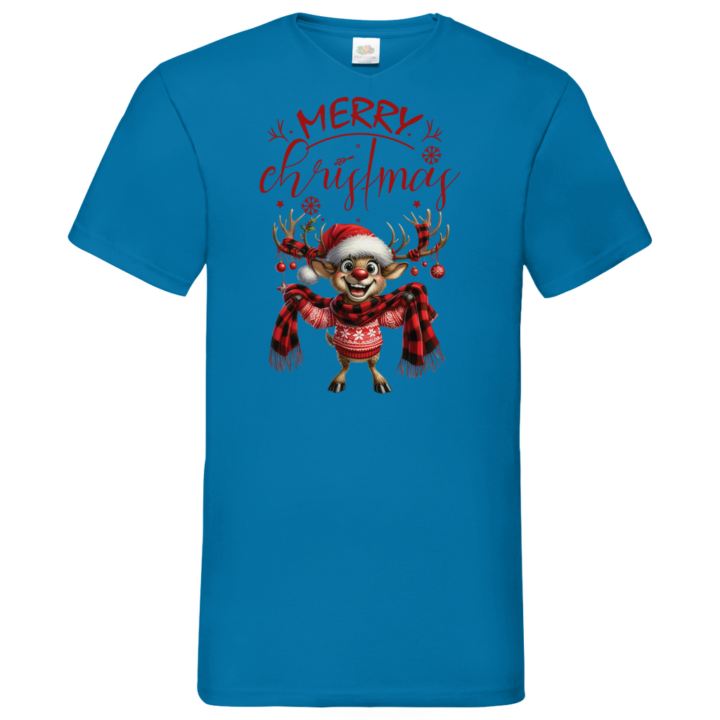 Herren Basic V-Neck T-Shirt weihnachten-12