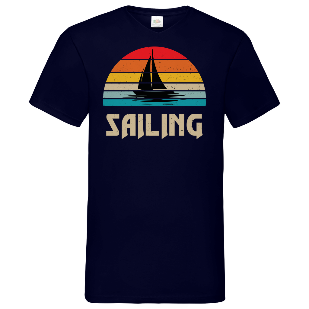 Herren Basic V-Neck T-Shirt Sailing-01