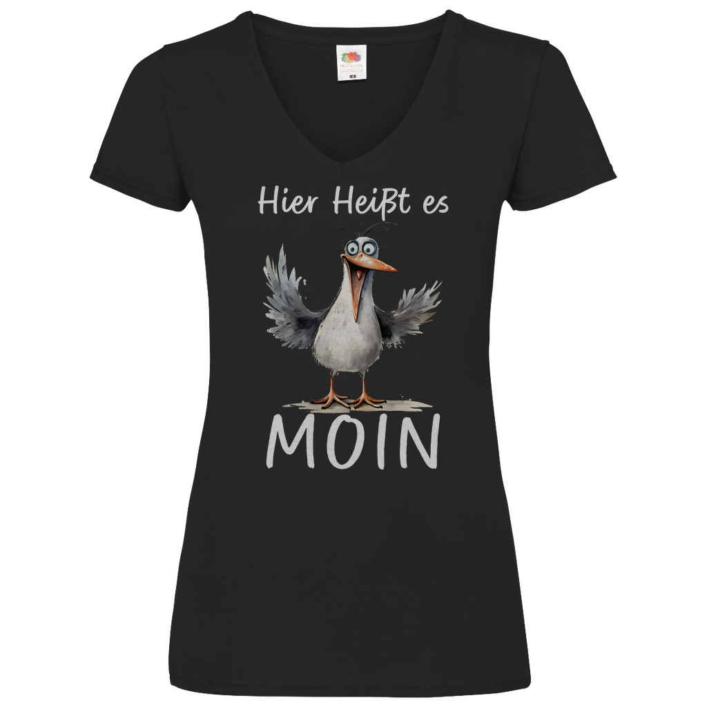 Damen Basic V-Neck T-Shirt MOINMOIN-07