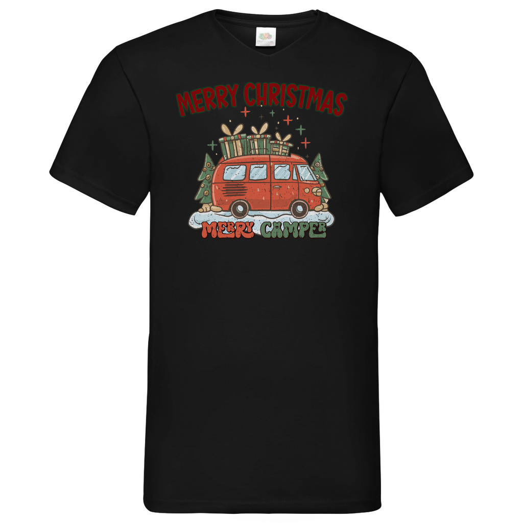 Herren Basic V-Neck T-Shirt weihnachten-07