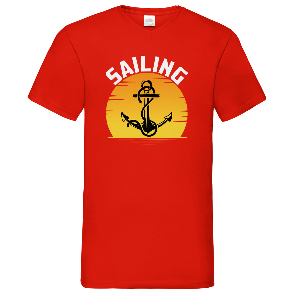 Herren Basic V-Neck T-Shirt Sailing-04