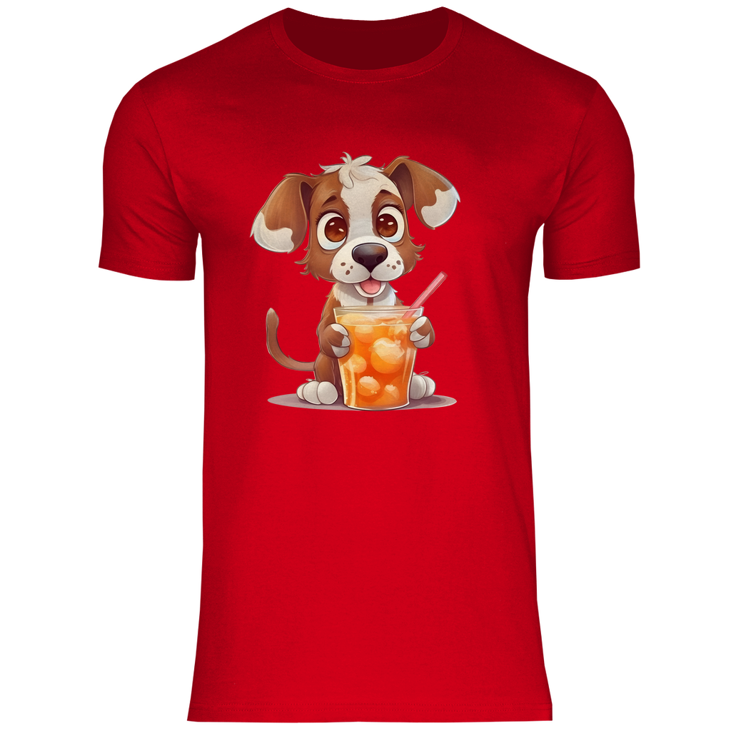 Herren T-Shirt Hund mit drink