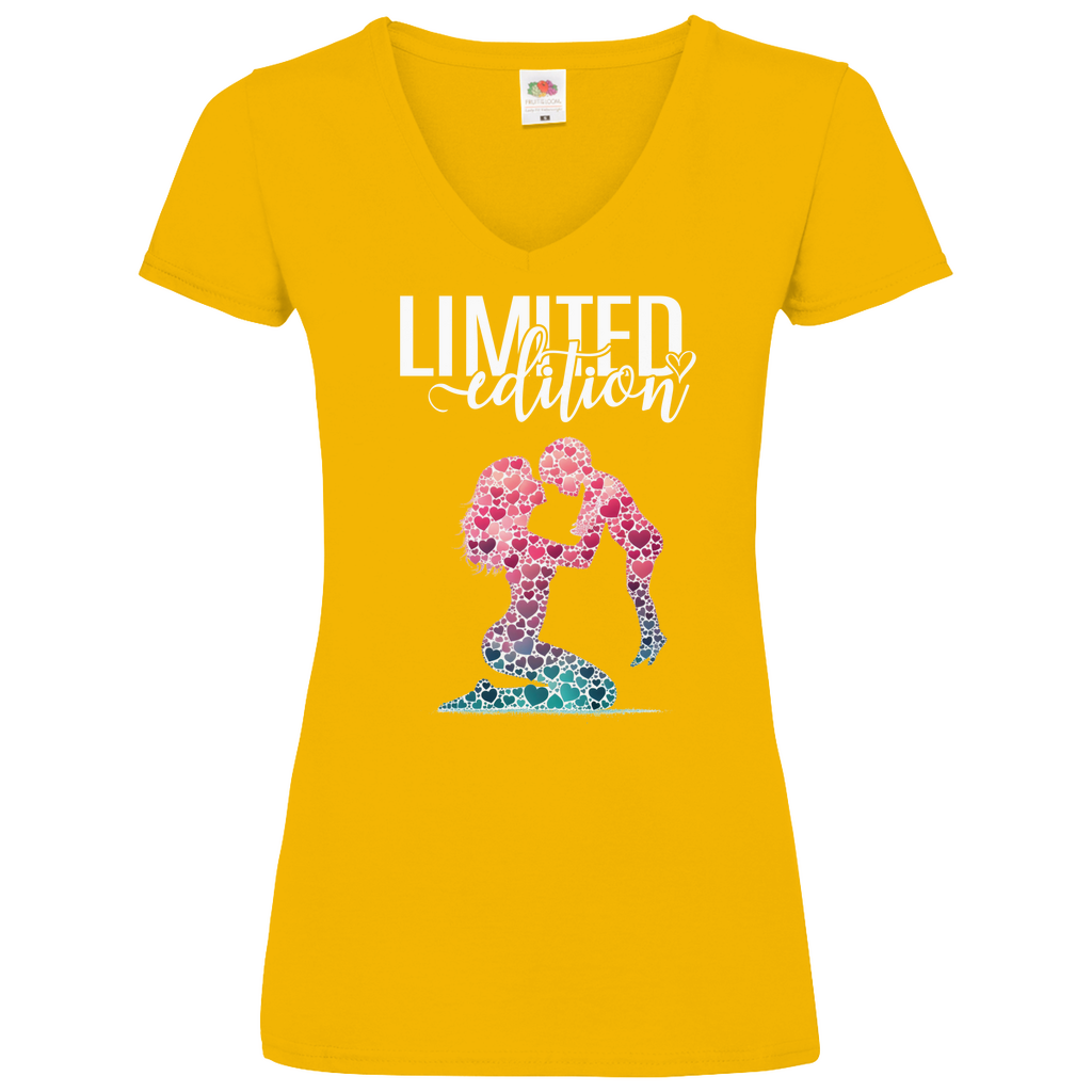 Damen Basic V-Neck T-Shirt mutter mit kind-01