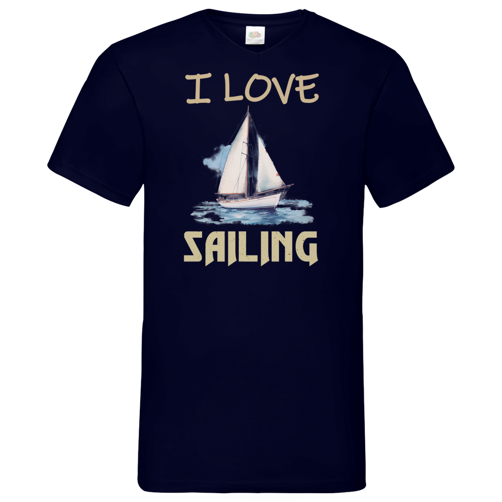 Herren Basic V-Neck T-Shirt Sailing-02