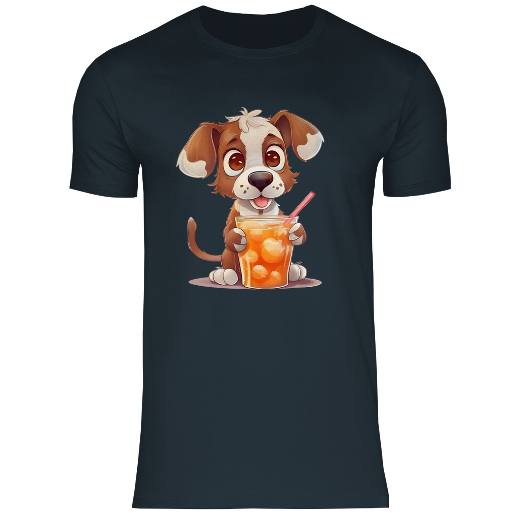 Herren T-Shirt Hund mit drink