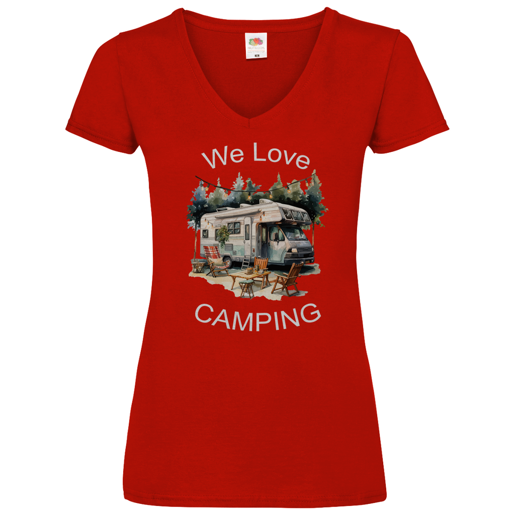 Damen Basic V-Neck T-Shirt we love camping-01