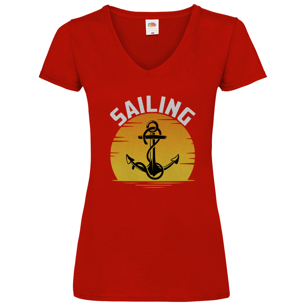 Damen Basic V-Neck T-Shirt Sailing-04